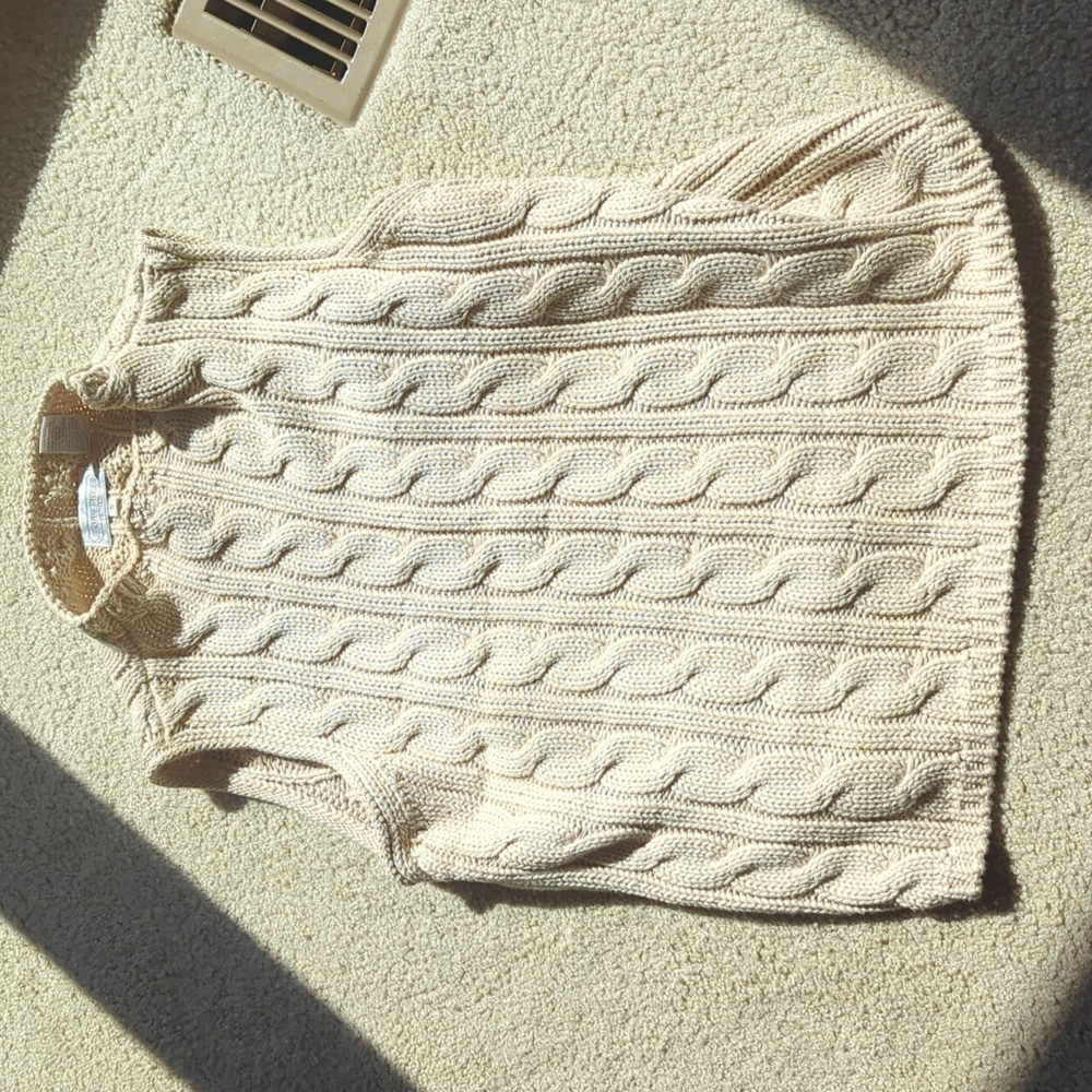 Jeanne Pierre Women's Beige Cable Knit Turtleneck Vest - Picture 2 of 3
